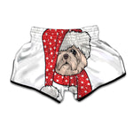 Santa Shih Tzu Print Muay Thai Boxing Shorts