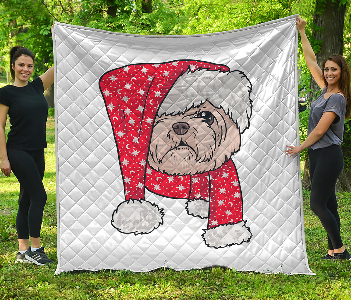 Santa Shih Tzu Print Quilt