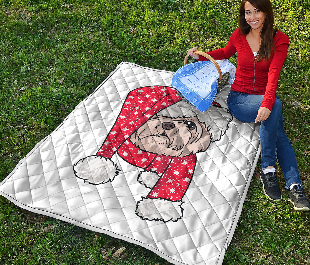 Santa Shih Tzu Print Quilt