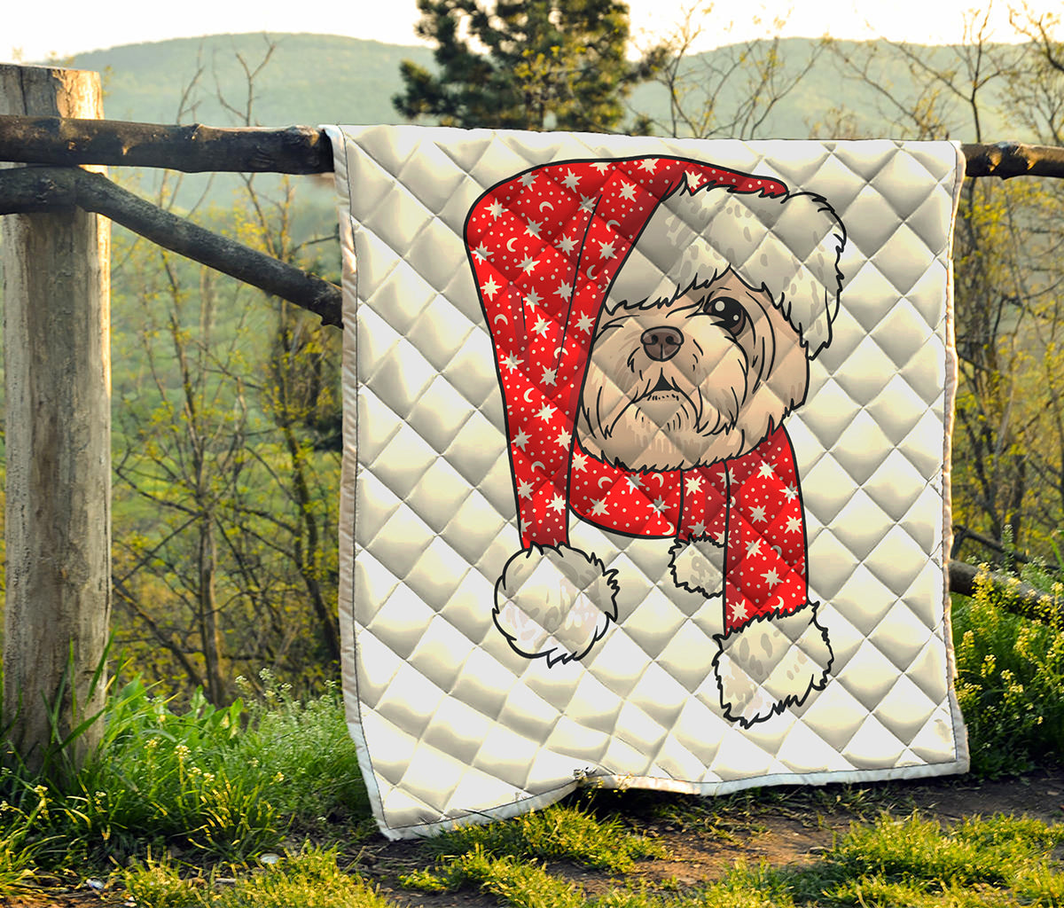 Santa Shih Tzu Print Quilt