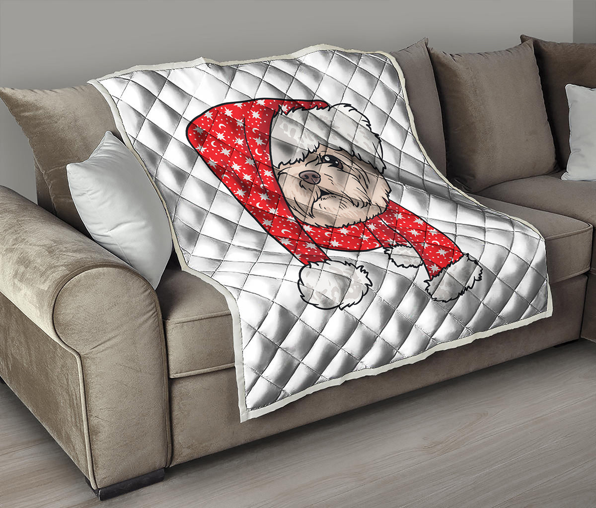 Santa Shih Tzu Print Quilt
