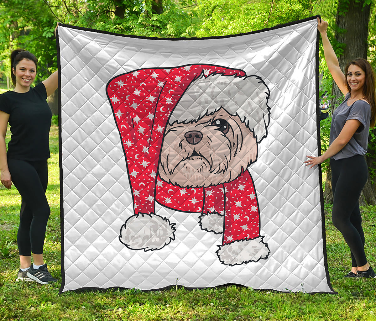 Santa Shih Tzu Print Quilt