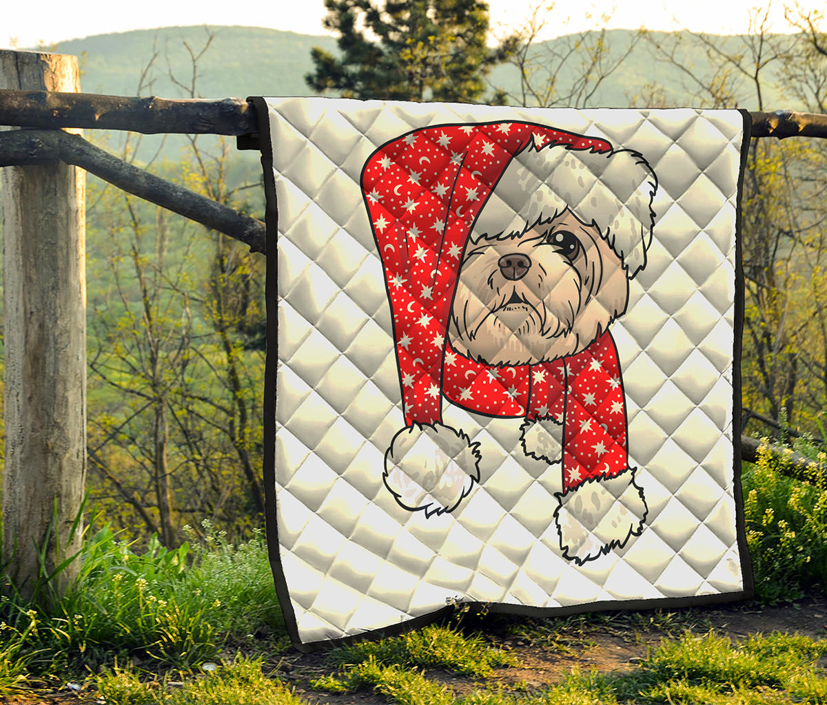 Santa Shih Tzu Print Quilt