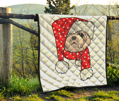 Santa Shih Tzu Print Quilt