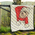 Santa Shih Tzu Print Quilt