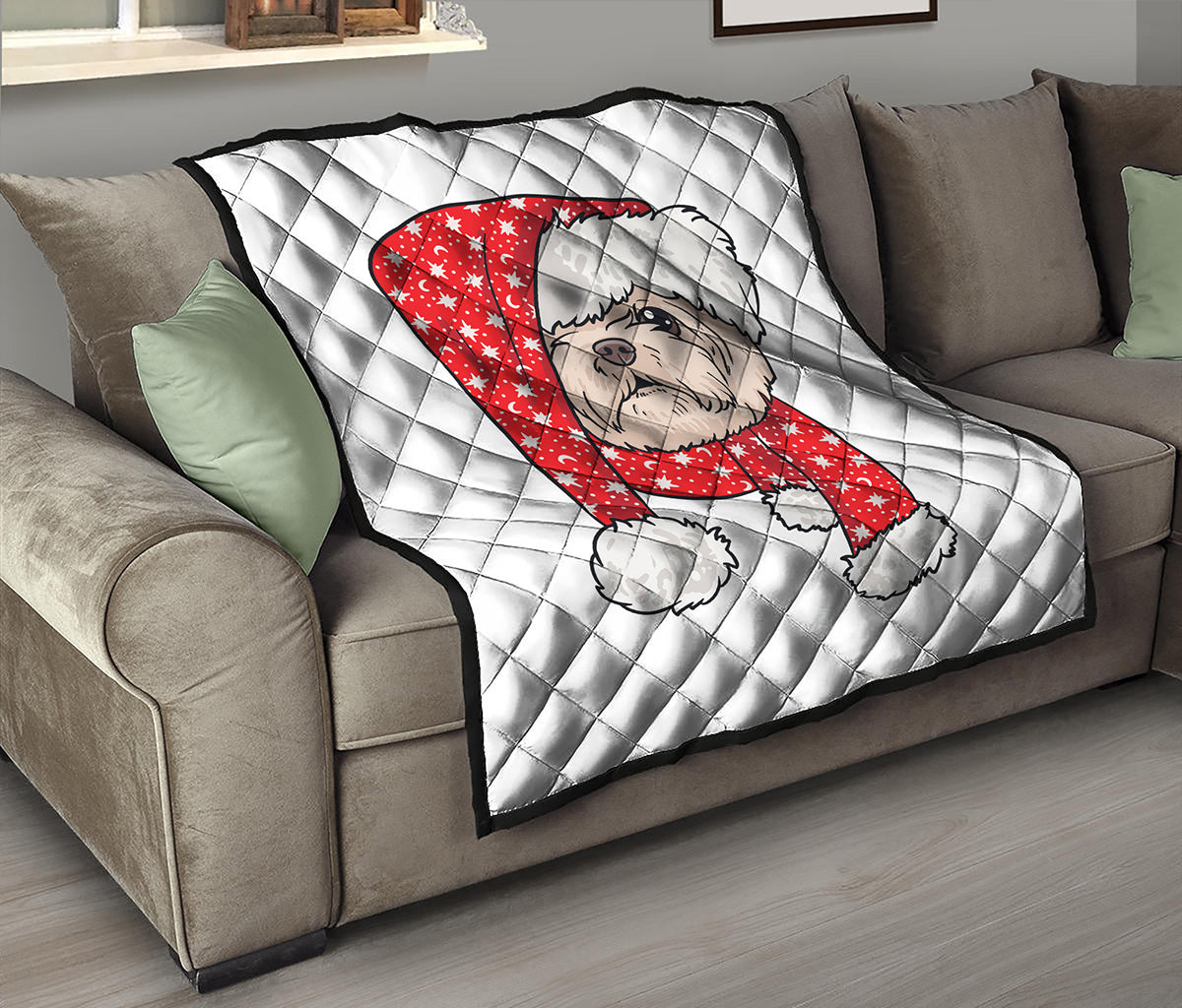Santa Shih Tzu Print Quilt