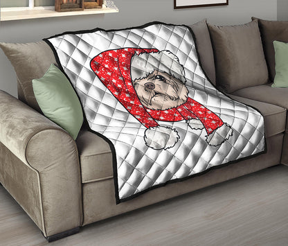 Santa Shih Tzu Print Quilt