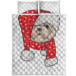 Santa Shih Tzu Print Quilt Bed Set