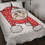 Santa Shih Tzu Print Quilt Bed Set