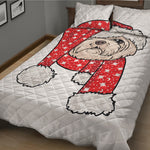 Santa Shih Tzu Print Quilt Bed Set