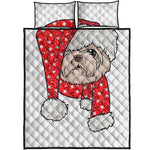 Santa Shih Tzu Print Quilt Bed Set
