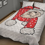 Santa Shih Tzu Print Quilt Bed Set