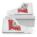 Santa Shih Tzu Print White High Top Sneakers