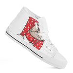 Santa Shih Tzu Print White High Top Shoes