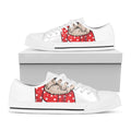 Santa Shih Tzu Print White Low Top Sneakers