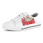 Santa Shih Tzu Print White Low Top Shoes