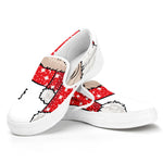 Santa Shih Tzu Print White Slip On Shoes
