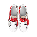 Santa Shih Tzu Print White Slip On Shoes