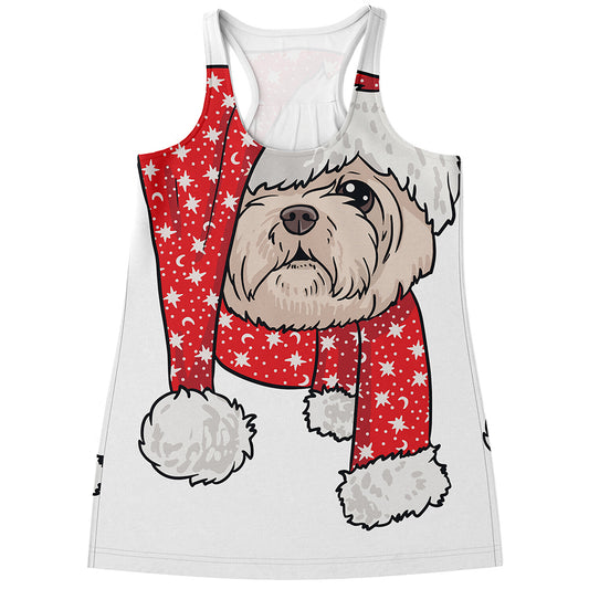Santa Shih Tzu Print Women's Racerback Tank Top