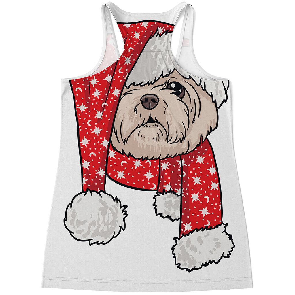 Santa Shih Tzu Print Women's Racerback Tank Top