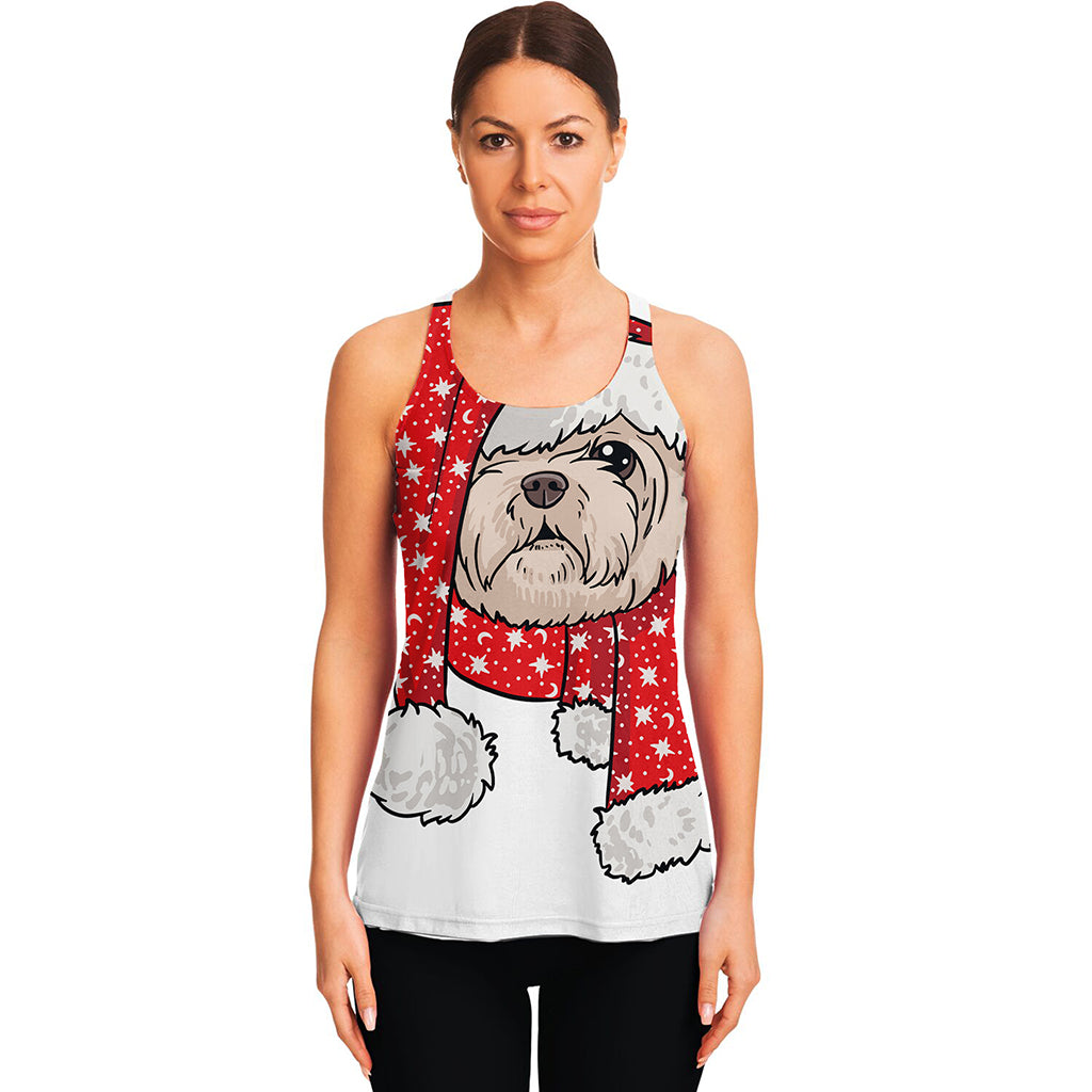 Santa Shih Tzu Print Women's Racerback Tank Top