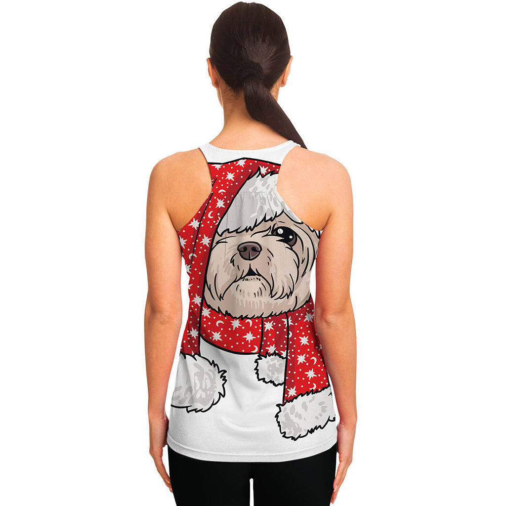 Santa Shih Tzu Print Women's Racerback Tank Top
