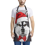 Santa Siberian Husky Print Apron