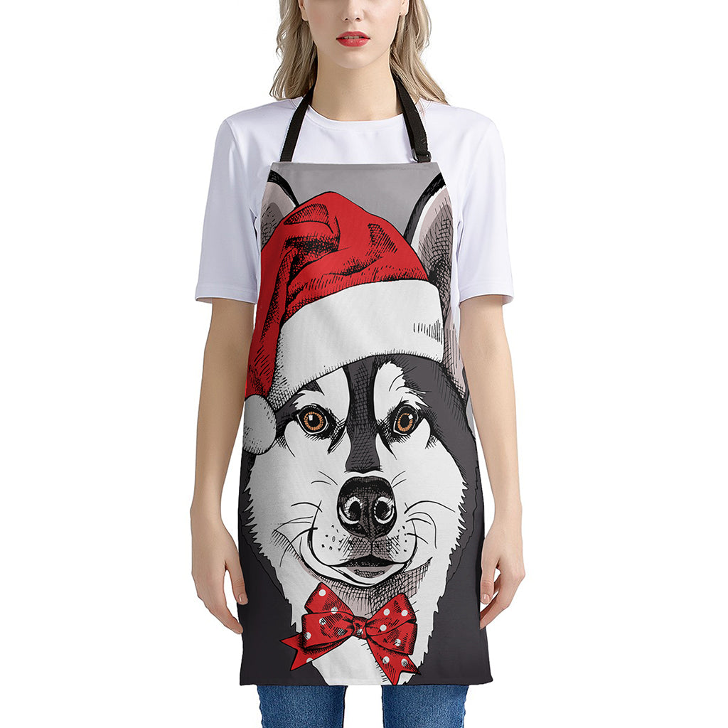 Santa Siberian Husky Print Apron