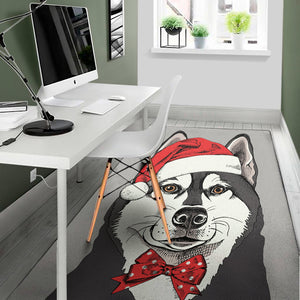 Santa Siberian Husky Print Area Rug