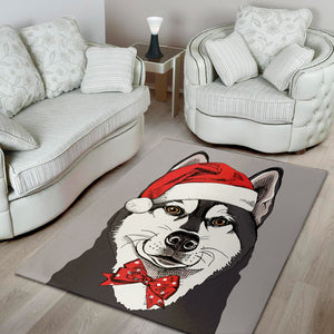 Santa Siberian Husky Print Area Rug