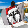 Santa Siberian Husky Print Beach Sarong Wrap