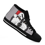 Santa Siberian Husky Print Black High Top Shoes