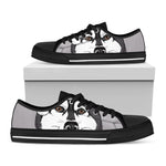 Santa Siberian Husky Print Black Low Top Shoes 