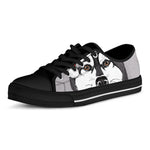 Santa Siberian Husky Print Black Low Top Shoes 