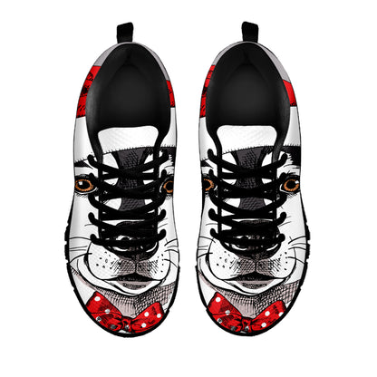 Santa Siberian Husky Print Black Sneakers