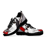 Santa Siberian Husky Print Black Sneakers