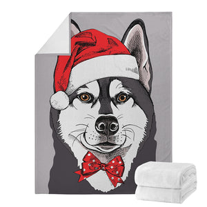 Santa Siberian Husky Print Blanket