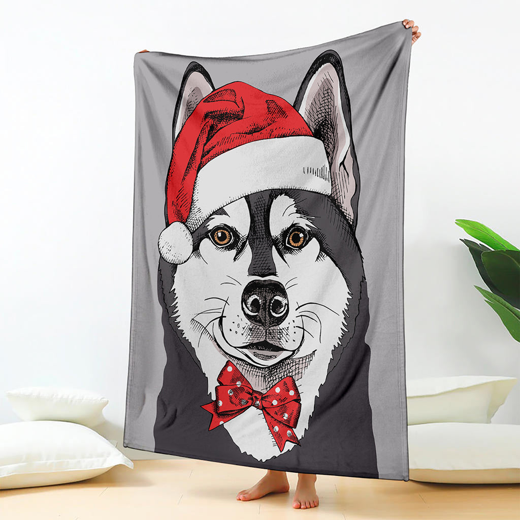 Santa Siberian Husky Print Blanket