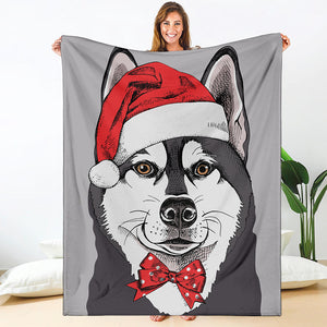 Santa Siberian Husky Print Blanket