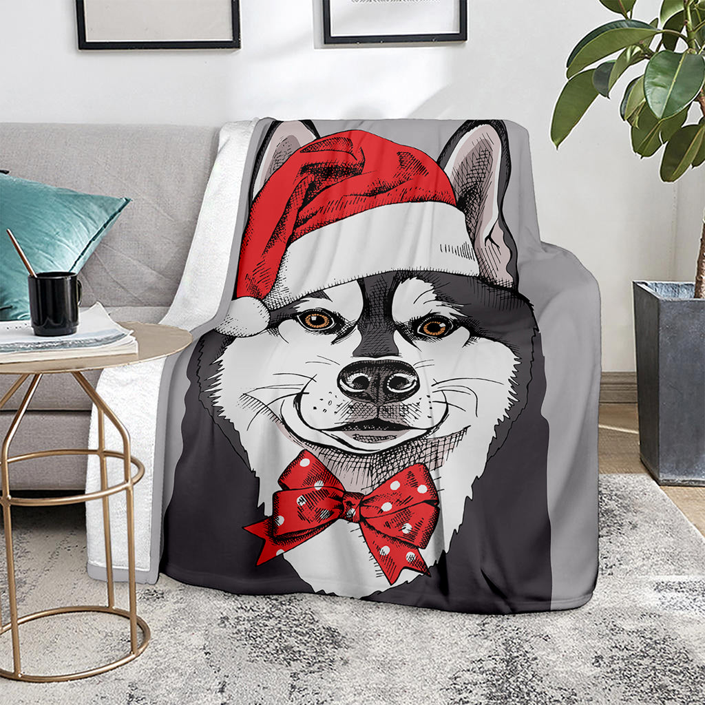 Santa Siberian Husky Print Blanket