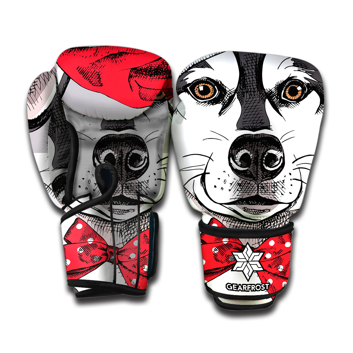 Santa Siberian Husky Print Boxing Gloves