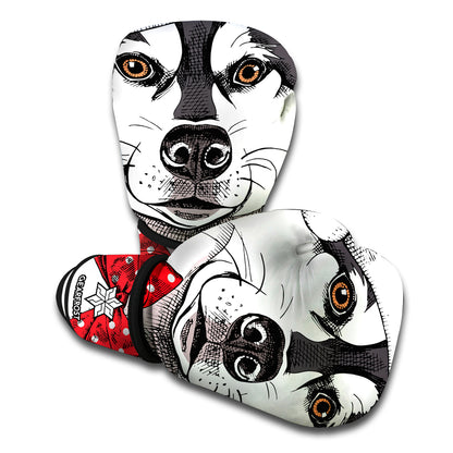 Santa Siberian Husky Print Boxing Gloves