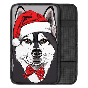Santa Siberian Husky Print Car Center Console Cover