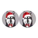 Santa Siberian Husky Print Car Coasters