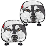 Santa Siberian Husky Print Car Headrest Covers