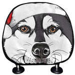 Santa Siberian Husky Print Car Headrest Covers