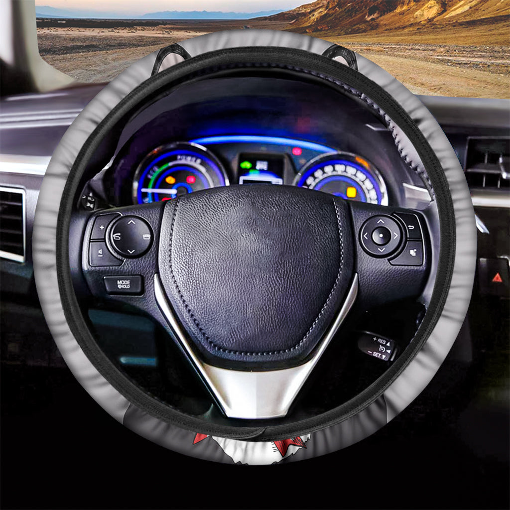Santa Siberian Husky Print Car Steering Wheel Cover