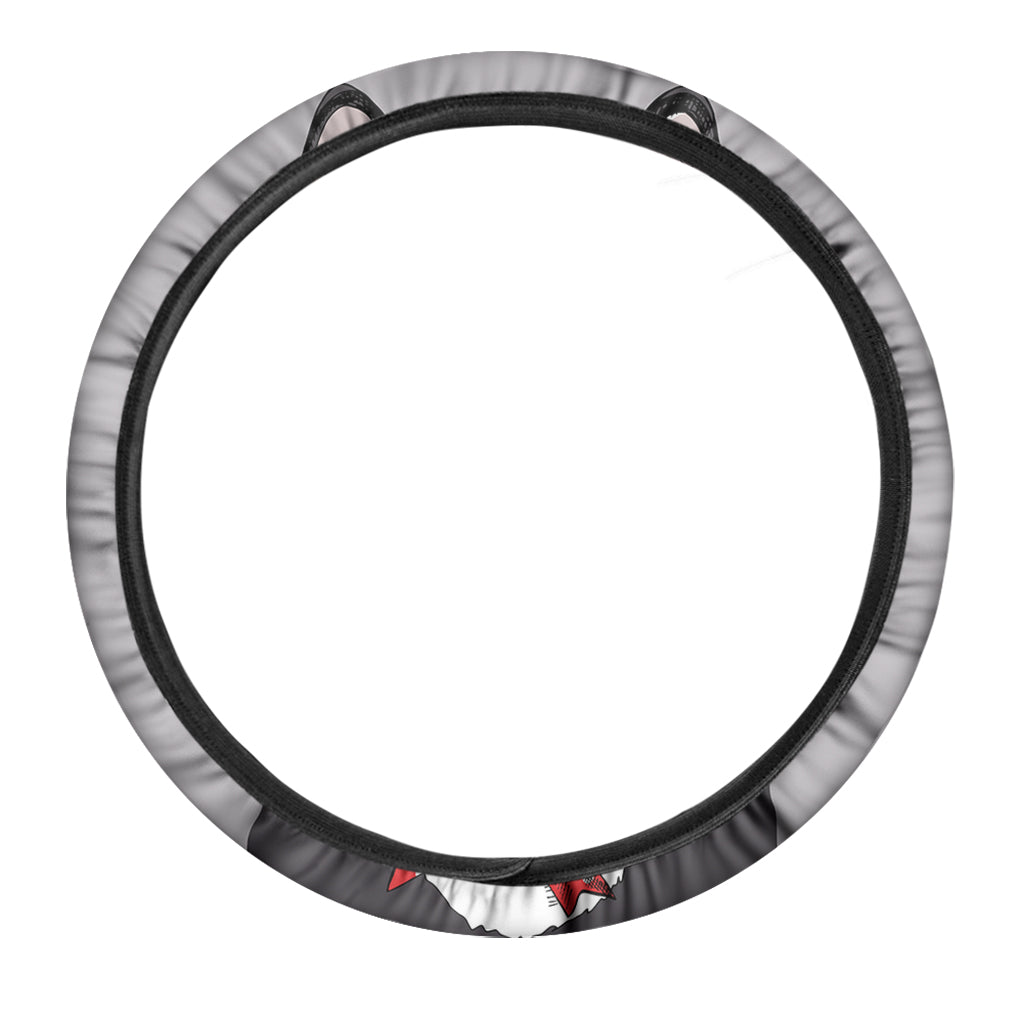 Santa Siberian Husky Print Car Steering Wheel Cover