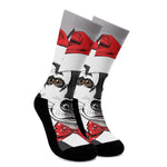 Santa Siberian Husky Print Crew Socks