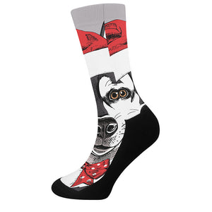 Santa Siberian Husky Print Crew Socks